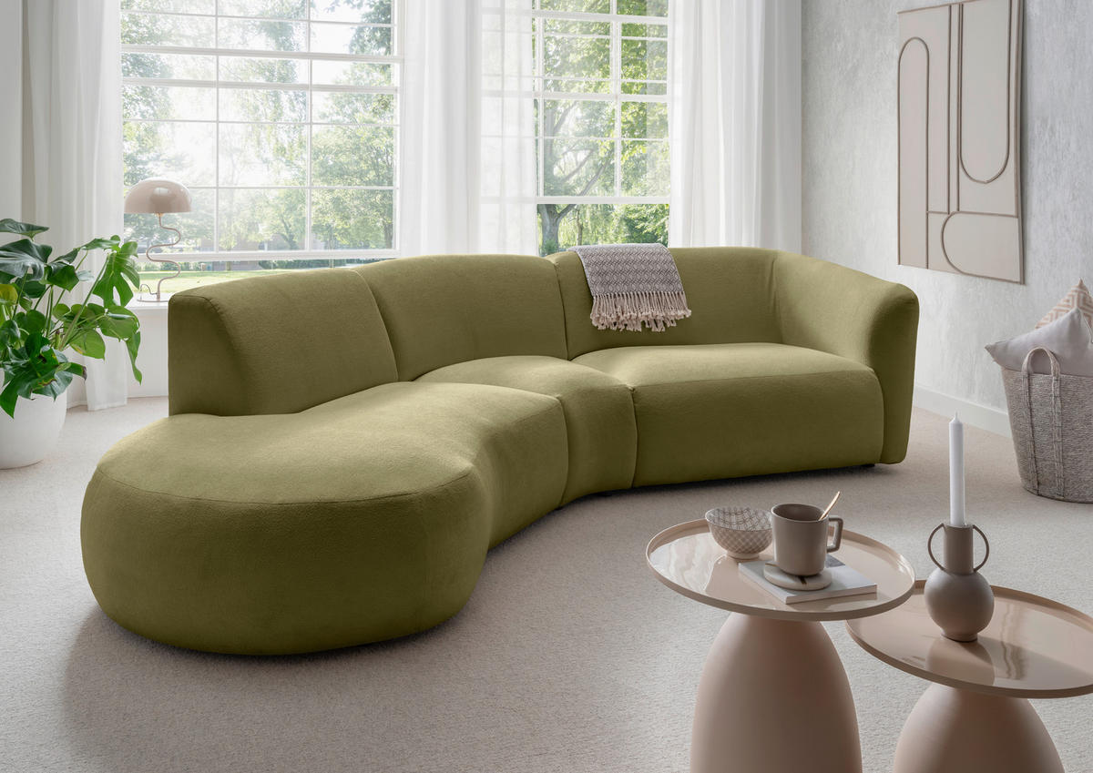 ECKSOFA in Mikrofaser Grün  - Schwarz/Grün, Modern, Kunststoff/Textil (182/276cm) - Livetastic