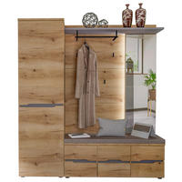 GARDEROBE 3-teilig  in 175/192/38 cm  - Eichefarben/Graphitfarben, KONVENTIONELL, Glas/Holzwerkstoff (175/192/38cm) - Xora