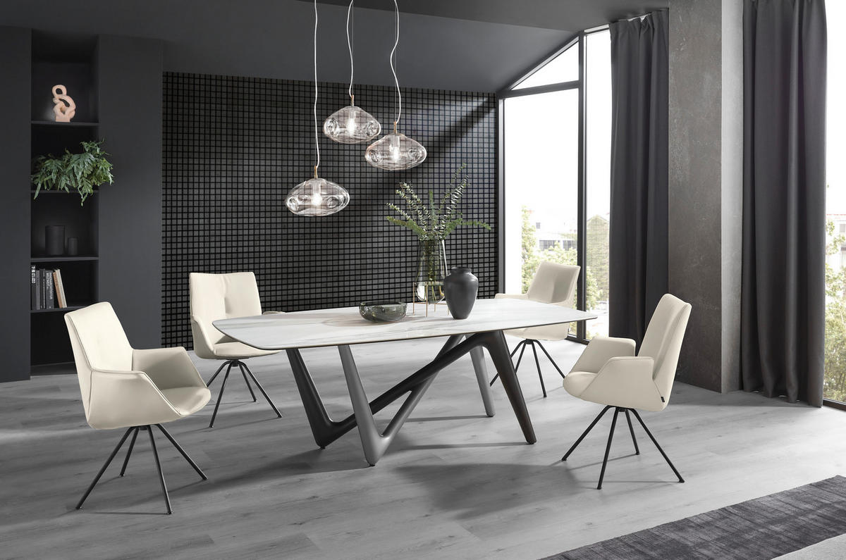 ARMLEHNSTUHL Stahl Echtleder pigmentiert  - Schwarz/Naturfarben, Design, Leder/Metall (60/90/61cm) - Dieter Knoll