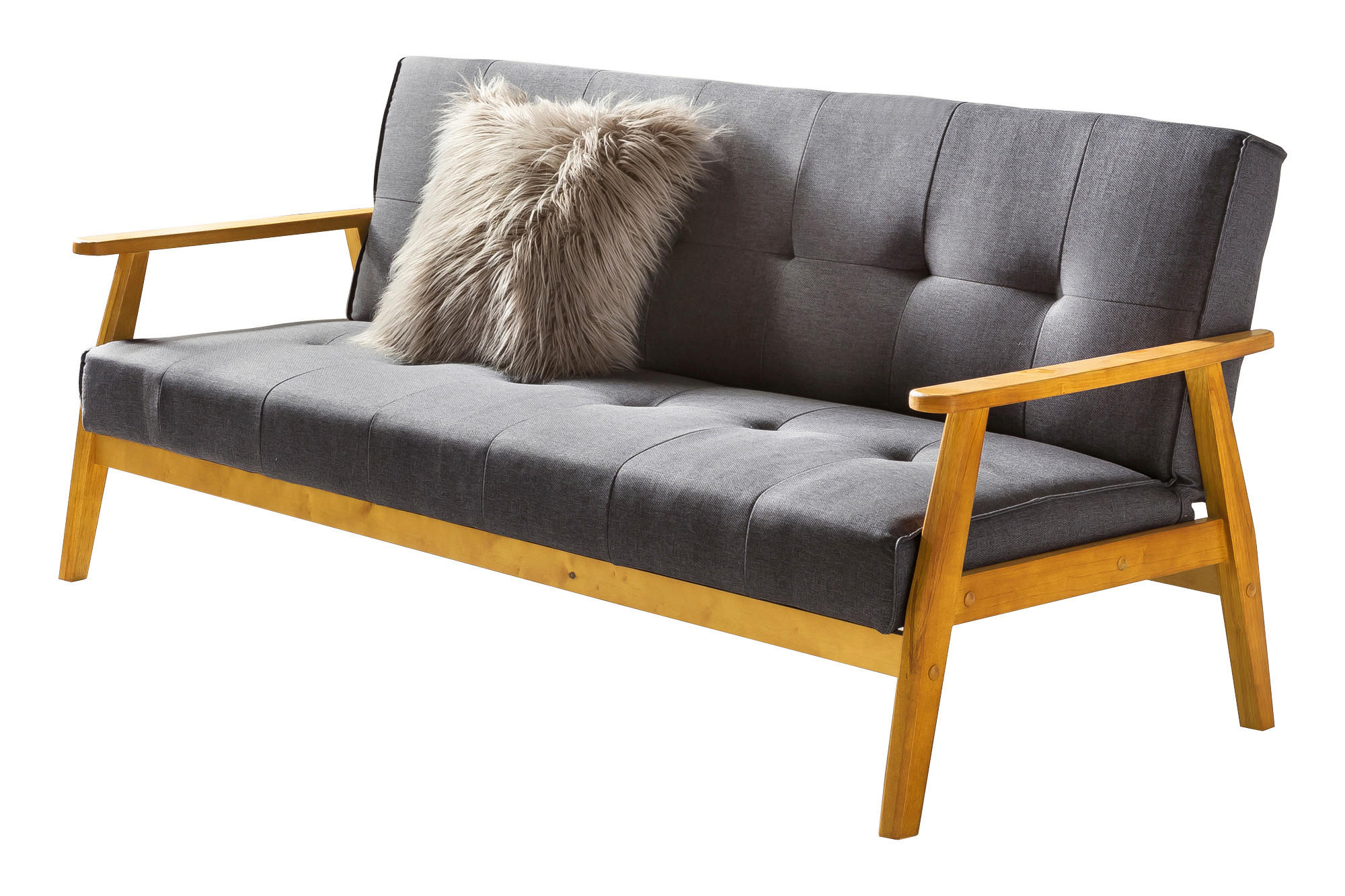 SCHLAFSOFA in Webstoff Naturfarben, Dunkelgrau  - Dunkelgrau/Naturfarben, MODERN, Holz/Textil (190/81/85cm) - Livetastic