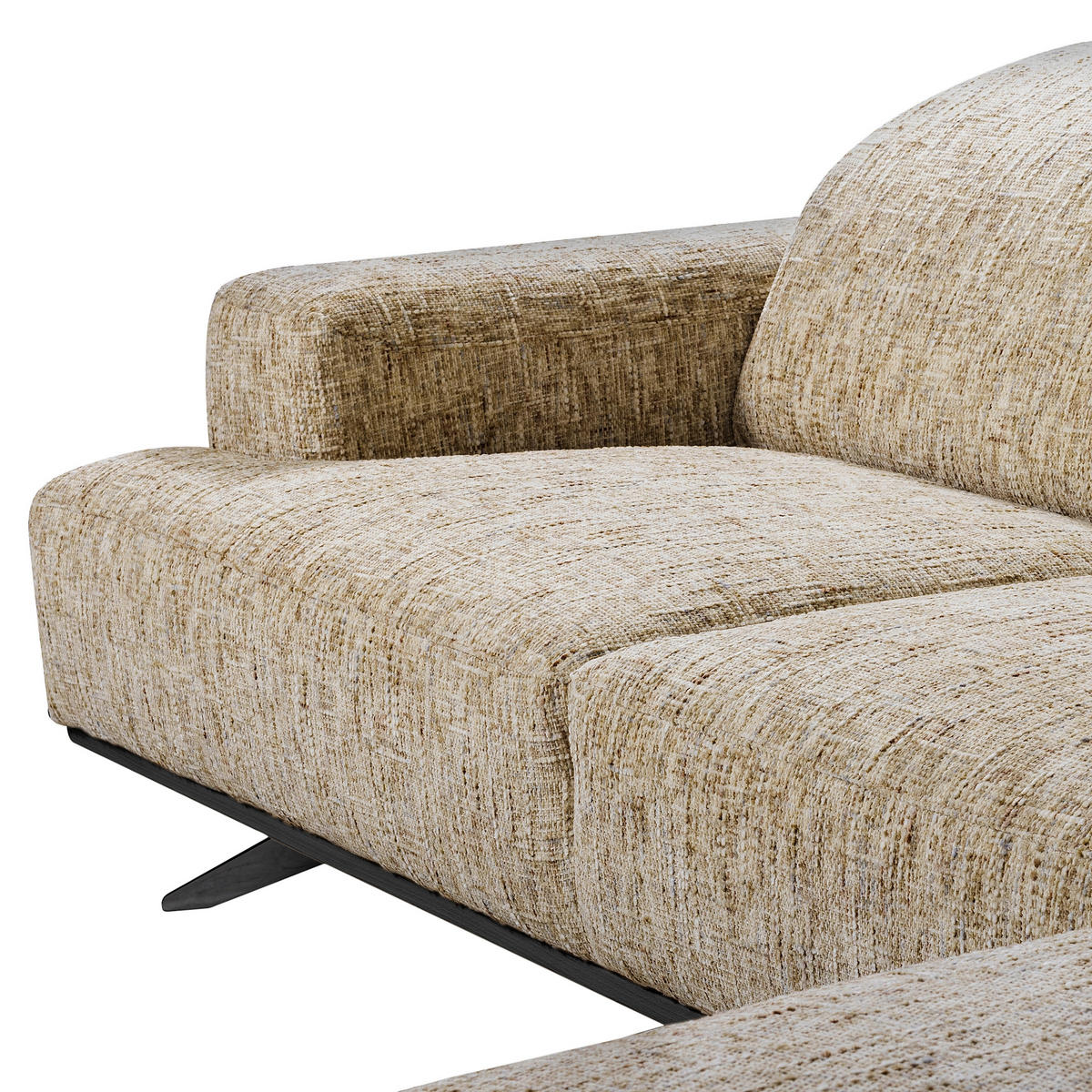 ECKSOFA Struktur Hellbraun  - Hellbraun/Schwarz, Design, Holz/Textil (295/187cm) - Livetastic
