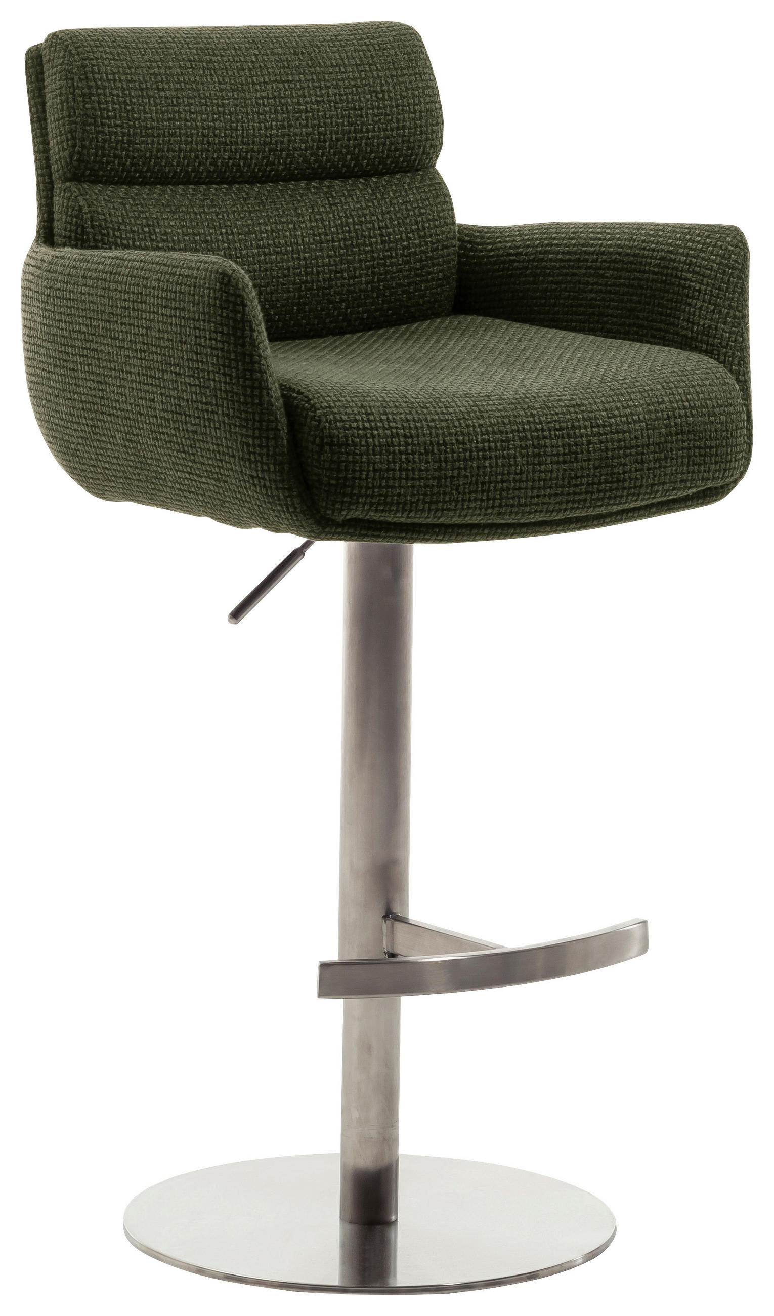 BARHOCKER in Metall, Textil Edelstahlfarben, Olivgrün  - Edelstahlfarben/Olivgrün, Design, Textil/Metall (54/84/52cm) - Dieter Knoll