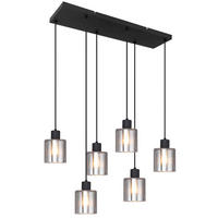 LAMPĂ SUSPENDATĂ 77/25/120 cm  - negru, Trend, sticlă/metal (77/25/120cm) - Novel