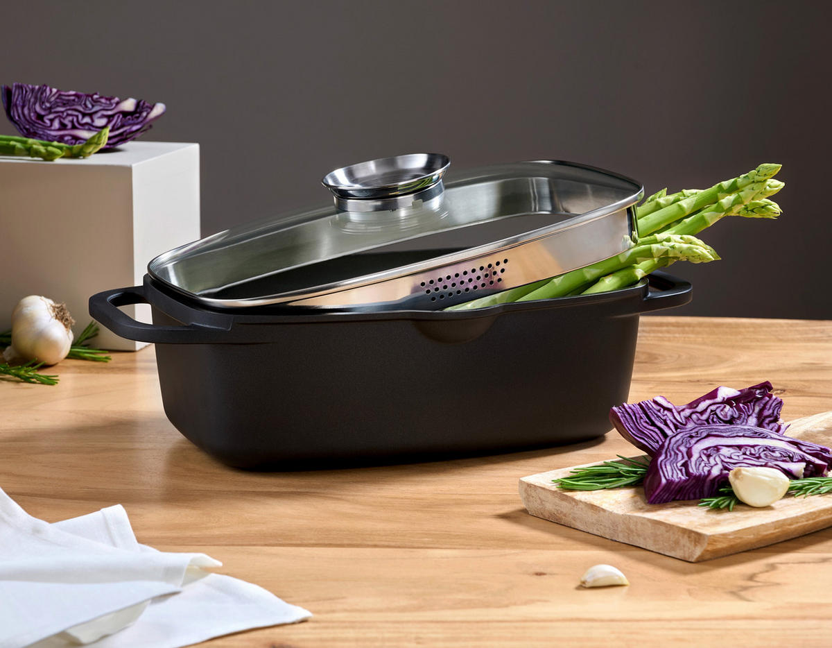 PEKÁČ 6 l - čierna/číra, Basics, kov/sklo (33/21,5/11cm) - Homeware Profession.