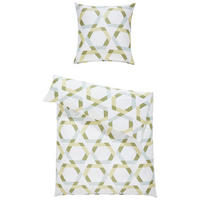 BETTWÄSCHE J.D. Makosatin 155/220 cm  - Weiß/Grün, KONVENTIONELL, Textil (155/220cm) - Janine