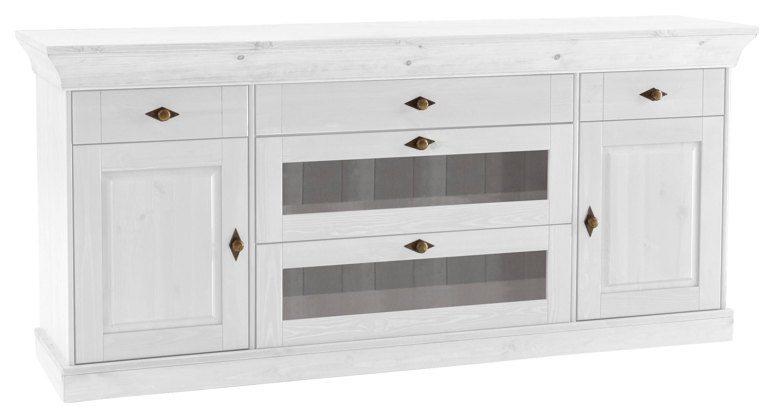 SIDEBOARD  185/85/45 cm 5 Schublade(n)  - Weiß/Kupferfarben, ROMANTIK / LANDHAUS, Glas/Holz (185/85/45cm) - Boxxx