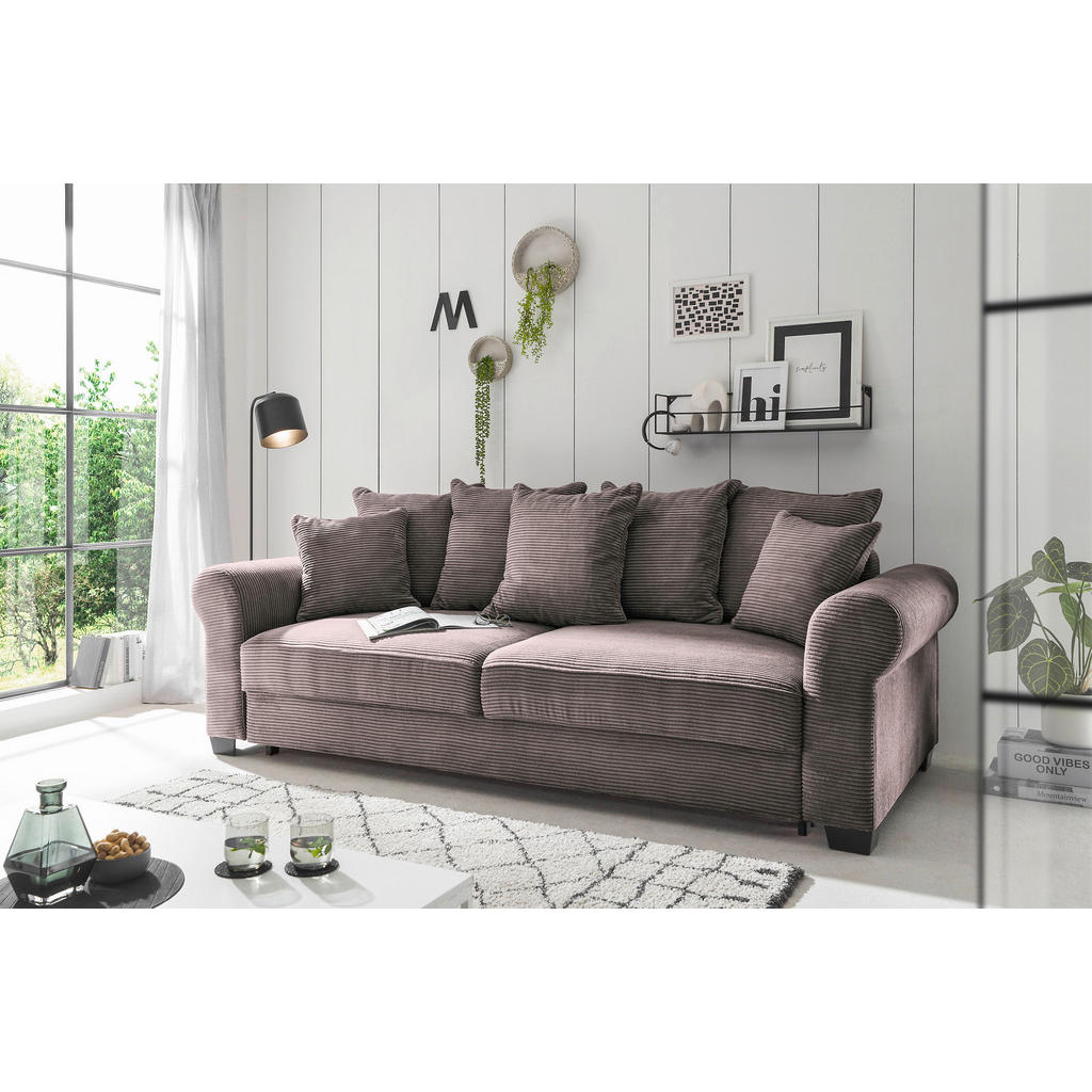 Thumbnail - Hom`in Schlafsofa, Braun, Textil, 2-Sitzer, Füllung: Polyester, 250x95x125 cm, Stoffauswahl, Liegefunktion, Rücken echt,...