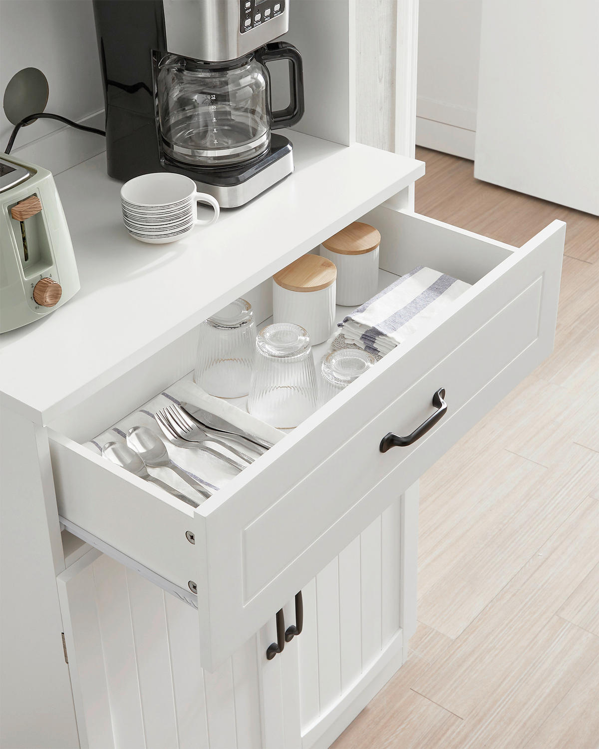 BUFFET 73/179,8/41,5 cm  in Weiß  - Schwarz/Weiß, Trend, Holzwerkstoff/Metall (73/179,8/41,5cm) - Boxxx