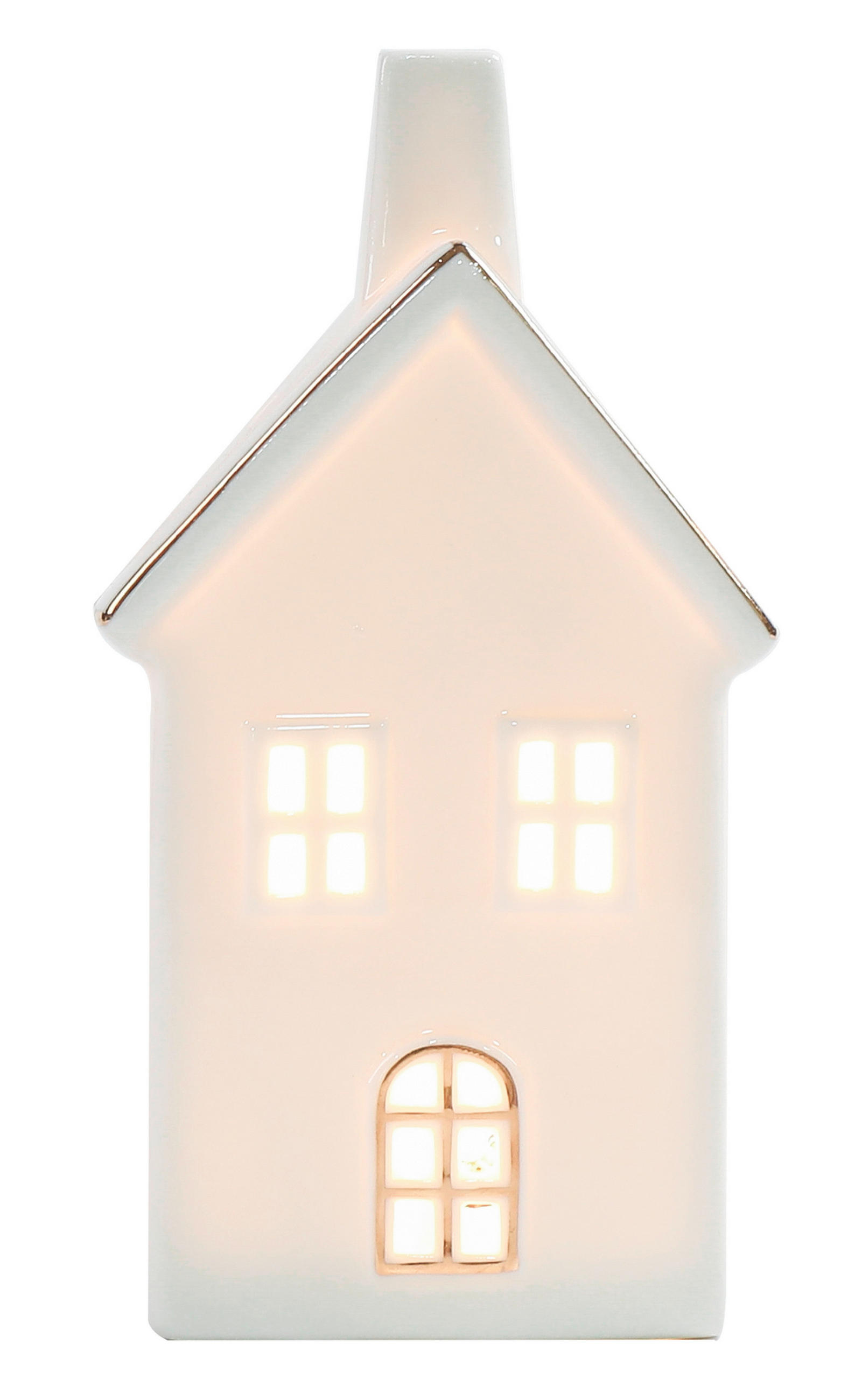 DEKOHAUS  - Goldfarben/Weiß, Trend, Keramik (7,1/13/6cm) - X-Mas
