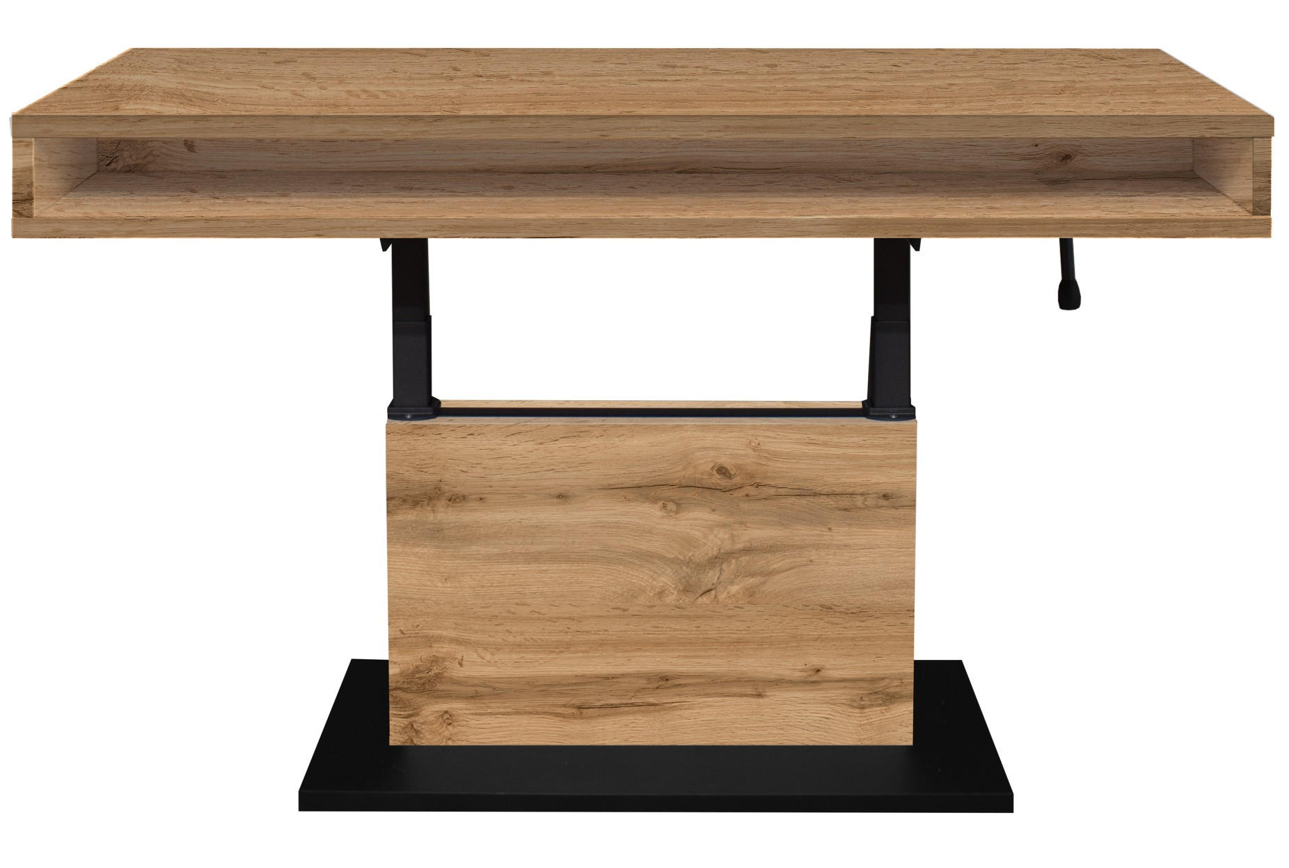 COUCHTISCH Lift Couchtisch rechteckig Schwarz, Eiche Wotan  - Eiche Wotan/Schwarz, Design, Holzwerkstoff/Metall (110/58-77/60cm) - MID.YOU