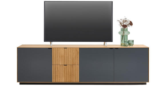 LOWBOARD Grau, Eichefarben  210/62/42 cm  - Eichefarben/Schwarz, Natur, Holz/Holzwerkstoff (210/62/42cm) - Linea Natura