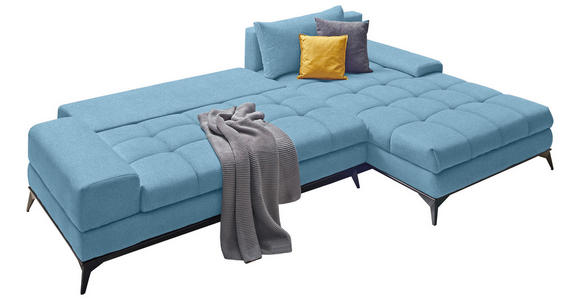 ECKSOFA Blau Webstoff  - Blau/Schwarz, Design, Textil/Metall (315/212cm) - Carryhome