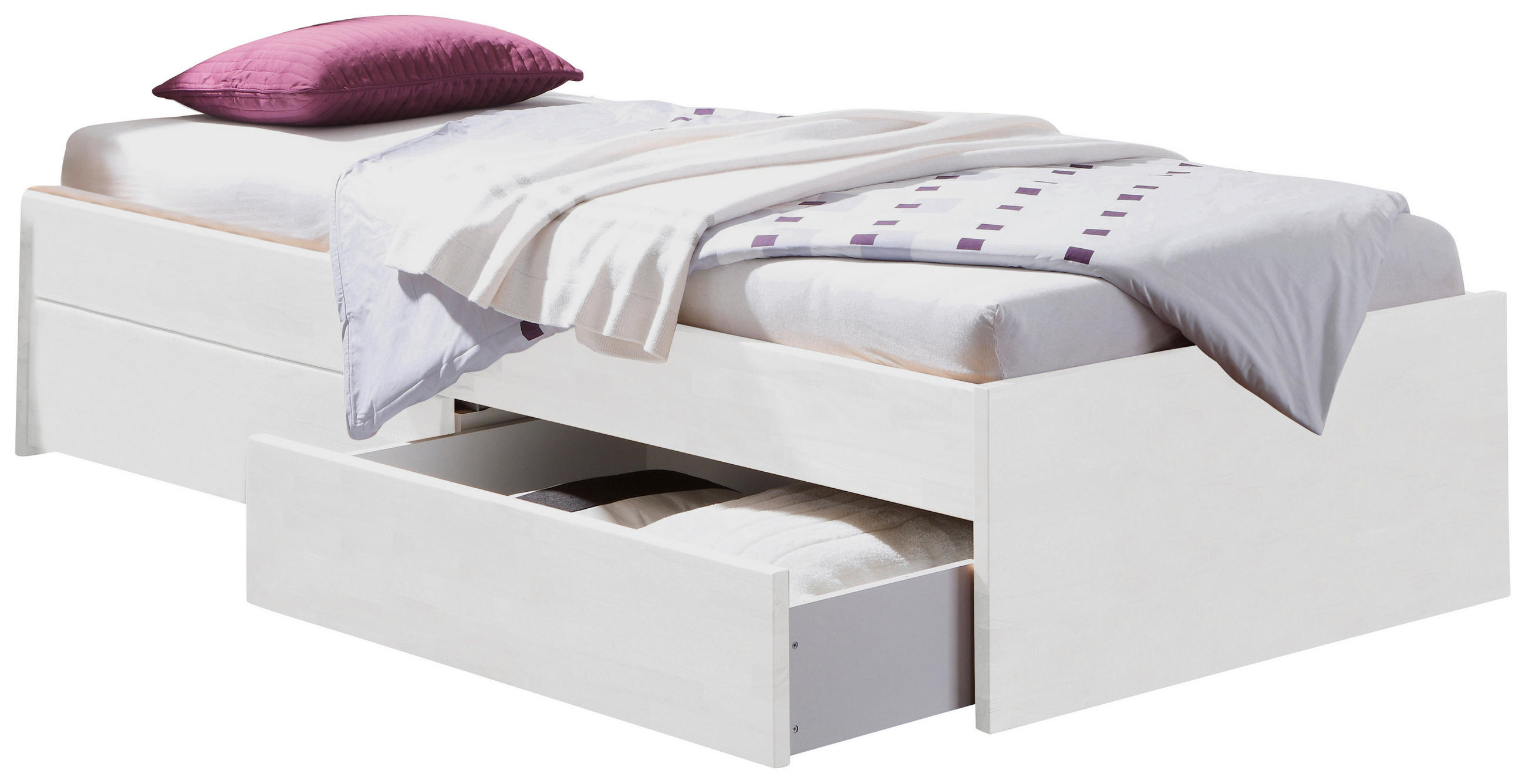 STAURAUMBETT 90/200 cm  in Weiß  - Weiß, KONVENTIONELL, Holz (90/200cm) - Hasena