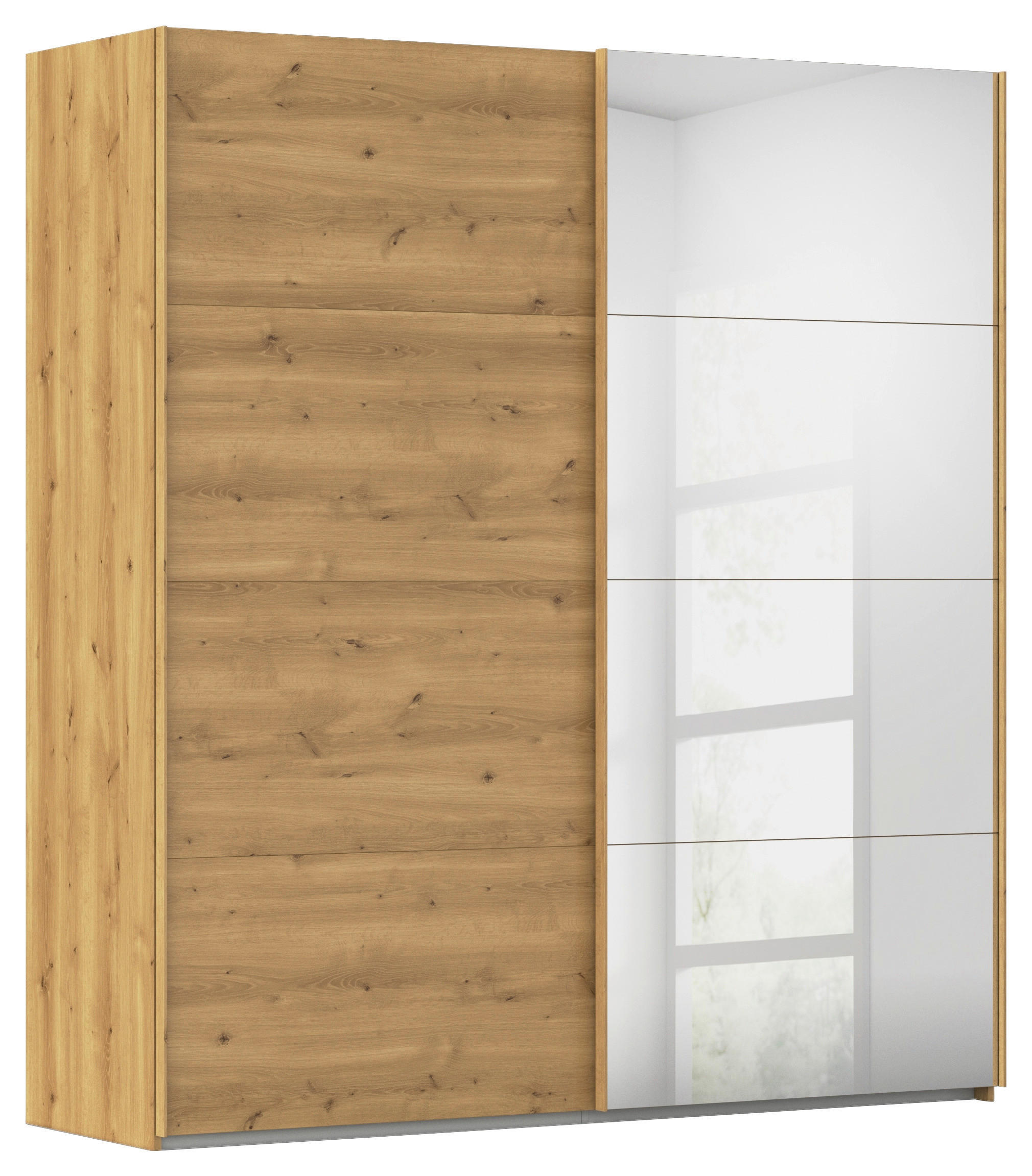 SCHWEBETÜRENSCHRANK 201/223/68 cm 2-türig Eichefarben  - Eichefarben, Design, Glas/Holzwerkstoff (201/223/68cm) - Novel