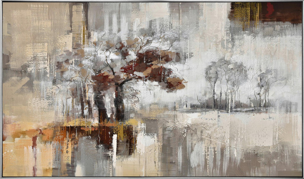ÖLGEMÄLDE 120/70 cm  - Weiss/Silberfarben, Design, Holz/Kunststoff (120/70cm) - Monee