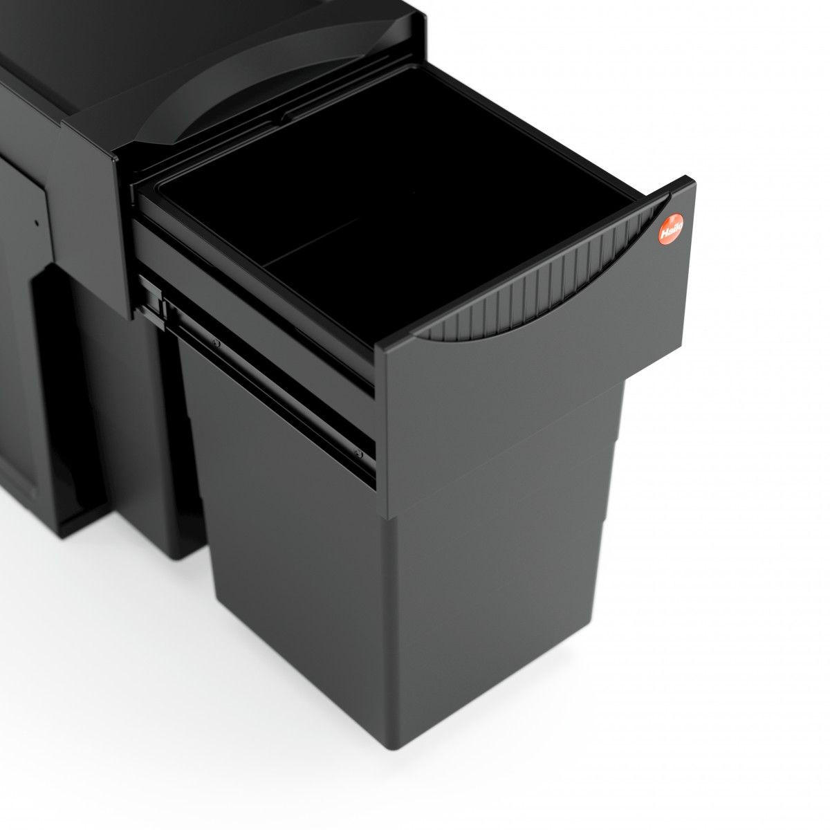 EINBAUABFALLSAMMLER 2x15 l  Kunststoff  - Schwarz, Basics, Kunststoff (25,1/40/48,2cm) - HKT