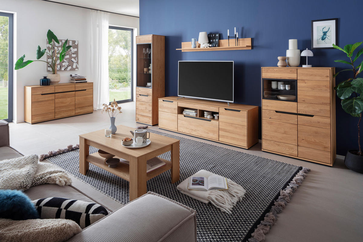 SIDEBOARD Wildeiche  153/82/41 cm  - Wildeiche/Schwarz, Natur, Holz/Holzwerkstoff (153/82/41cm) - Linea Natura