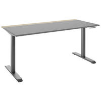SCHREIBTISCH 160/75/72-122 cm Grau, Hickory elektrisch höhenverstellbar  - Anthrazit/Grau, MODERN, Holzwerkstoff/Metall (160/75/72-122cm) - Novel