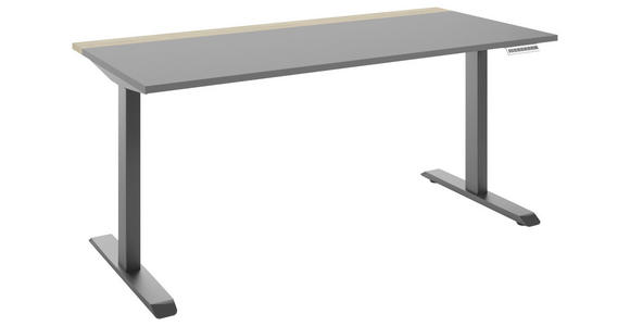 SCHREIBTISCH 160/75/72-122 cm Grau, Hickory elektrisch höhenverstellbar  - Anthrazit/Grau, MODERN, Holzwerkstoff/Metall (160/75/72-122cm) - Novel