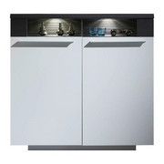 HIGHBOARD - Silberfarben/Graphitfarben, Design, Glas/Holzwerkstoff (130/124/38cm) - Stylife