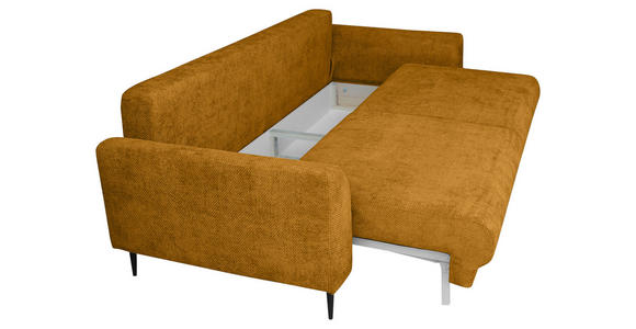 SCHLAFSOFA Chenille Gelb  inkl. Rückenkissen, Nierenkissen, Bettkasten, Schlaffunktion, Rücken echt, Liegefläche im Originalstoff  - Gelb/Schwarz, KONVENTIONELL, Textil/Metall (235/90/104cm) - Carryhome