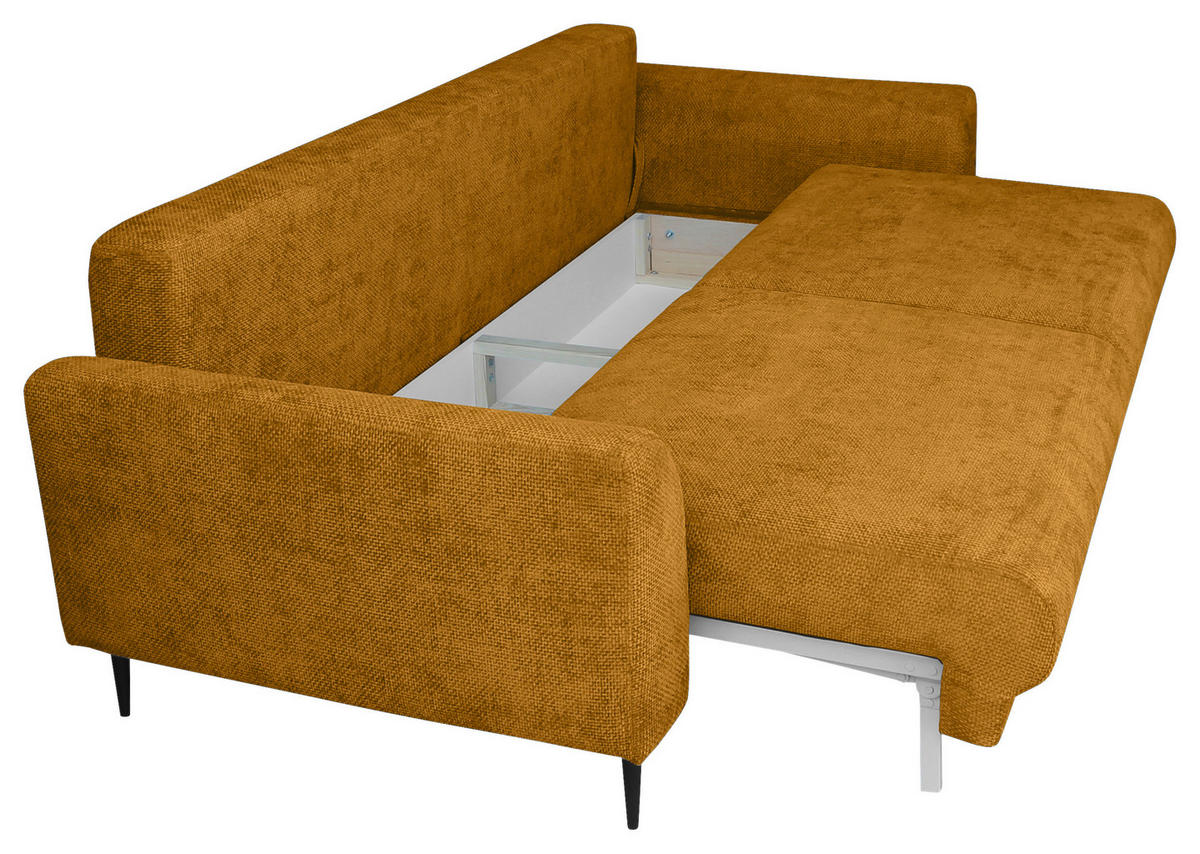 SCHLAFSOFA  mit Liegefunktion, Schlafen auf Sitzhöhe, Rücken echt Chenille Gelb  - Gelb/Schwarz, KONVENTIONELL, Textil/Metall (235/90/104cm) - Carryhome