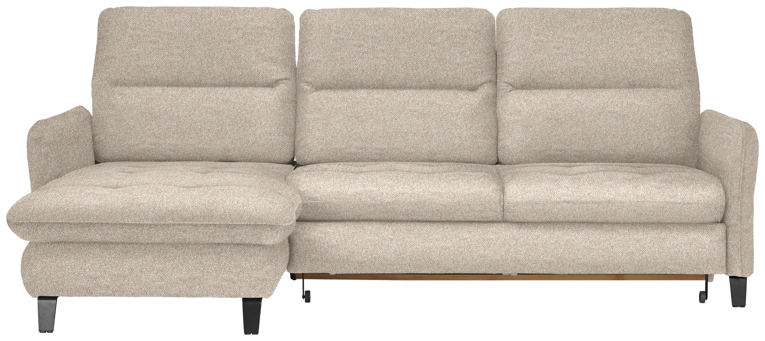 ECKSOFA Beige Plüsch  - Beige/Schwarz, KONVENTIONELL, Textil/Metall (190/254cm) - Livetastic