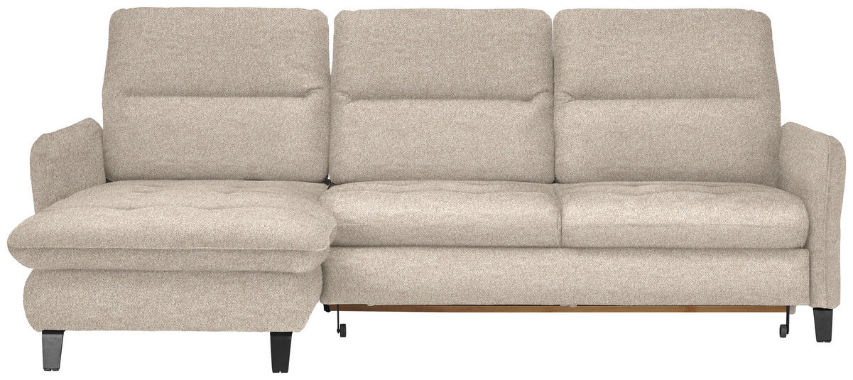 ECKSOFA Beige Plüsch  - Beige/Schwarz, KONVENTIONELL, Textil/Metall (190/254cm) - Livetastic