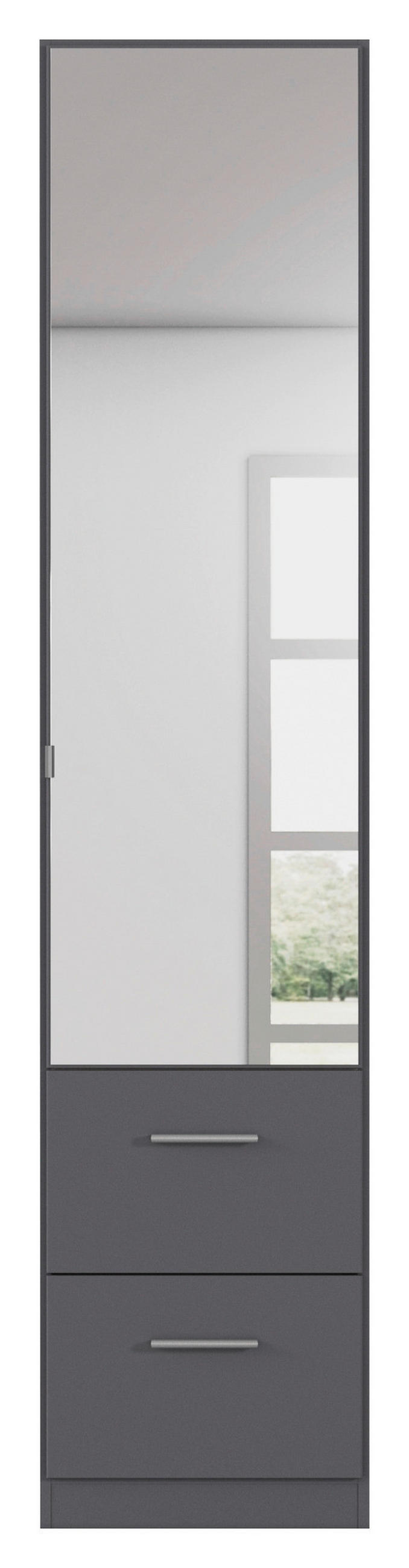 DREHTÜRENSCHRANK 47/210/54 cm,  in Grau, 1-türig  - Alufarben/Grau, KONVENTIONELL, Glas/Holzwerkstoff (47/210/54cm) - home24