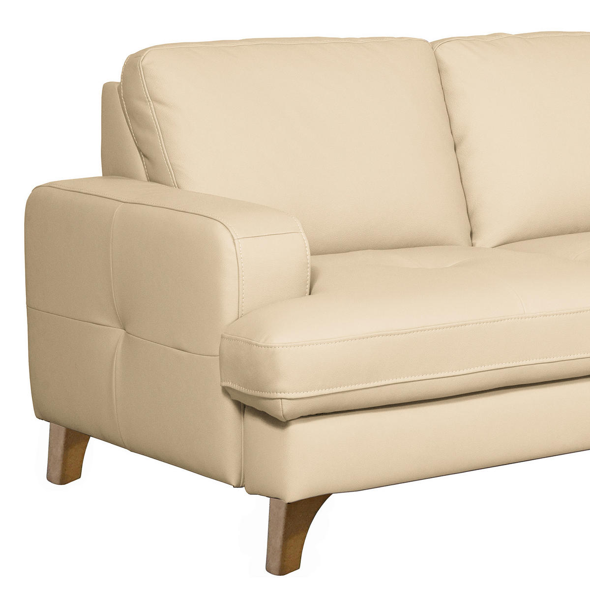 ECKSOFA Lederlook Echtleder Beige  - Beige/Buchefarben, Design, Leder/Holz (234/190cm) - Livetastic