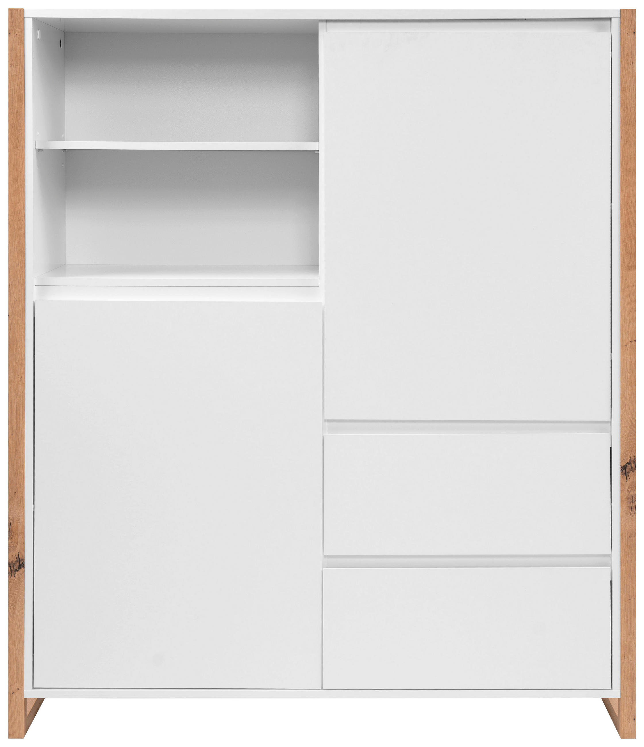 Thumbnail - Mid.you Highboard, Weiß, Eiche Artisan, Holzwerkstoff, 2 Fächer, 2 Schublade(n) Schubladen, 120x139x40 cm, Wohnzimmer, K...