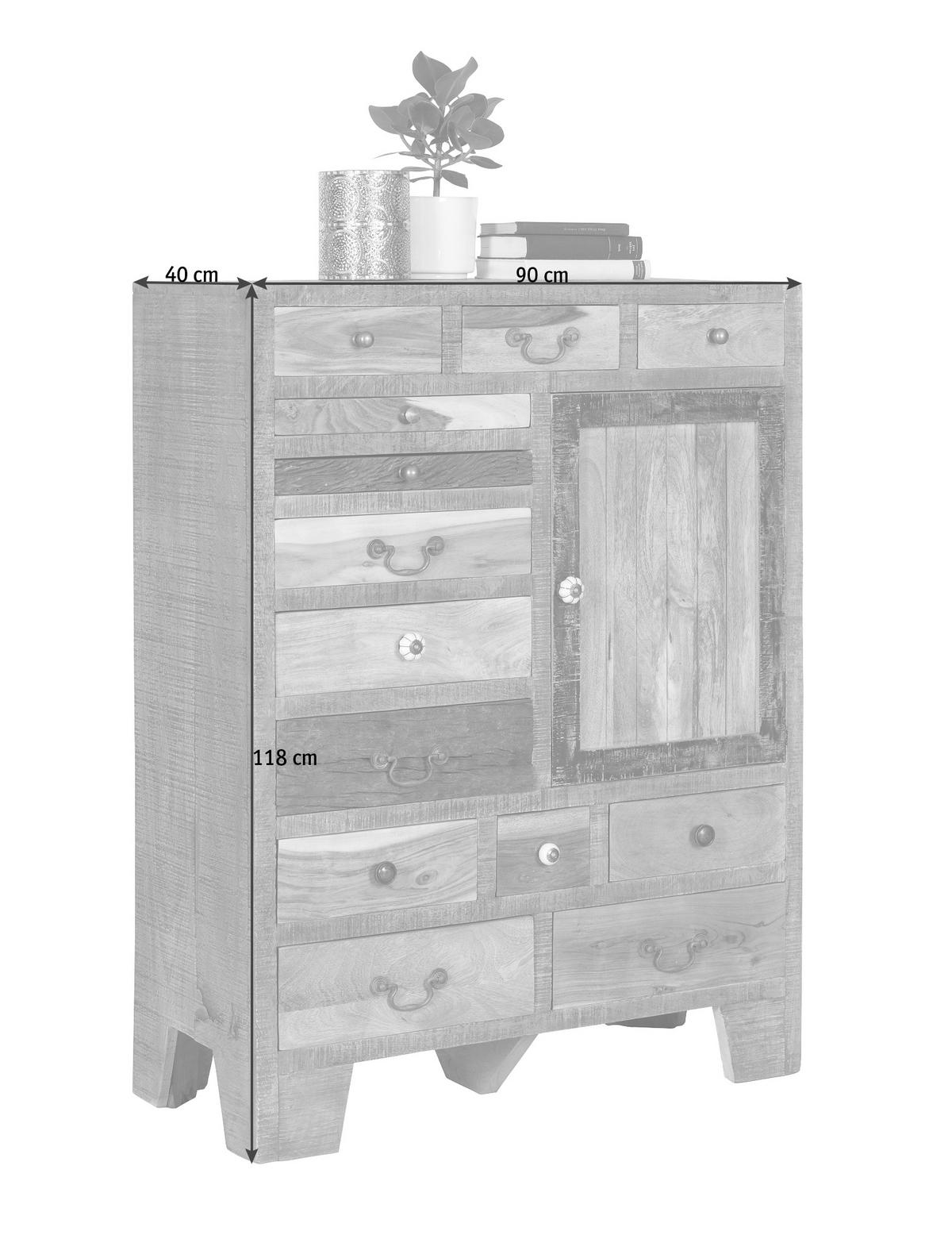 HIGHBOARD  in 90/118/40 cm  - Weiss/Messingfarben, Trend, Keramik/Holz (90/118/40cm) - Landscape