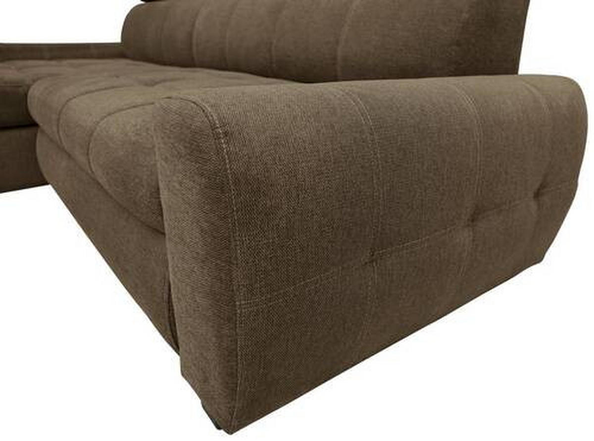 ECKSOFA inkl.Funktionen Hellbraun Webstoff  - Hellbraun/Schwarz, Design, Kunststoff/Textil (276/173cm) - Stylife