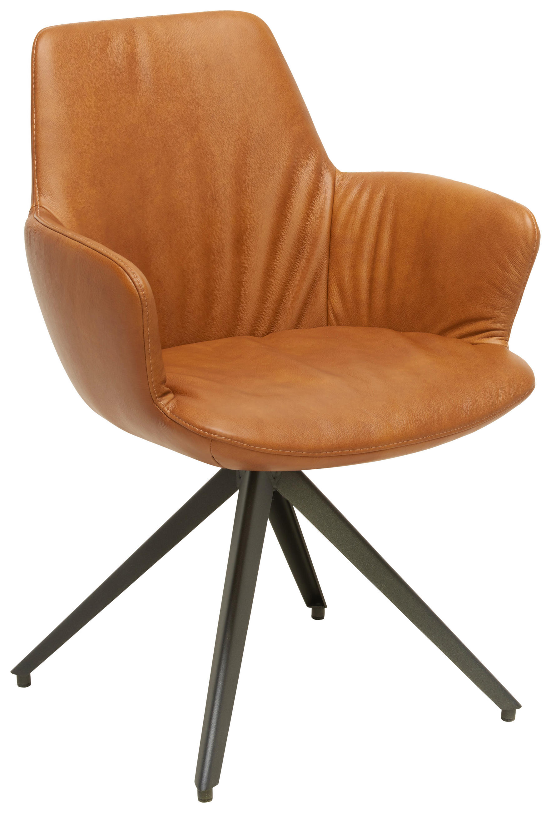 ARMLEHNSTUHL  in Echtleder gewachst  - Anthrazit/Bernsteinfarben, Design, Leder/Metall (60/87/62cm) - Bert Plantagie