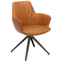 ARMLEHNSTUHL  in Echtleder gewachst  - Anthrazit/Bernsteinfarben, Design, Leder/Metall (60/87/62cm) - Bert Plantagie