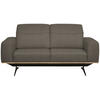 2-SITZER-SOFA in Echtleder Graubraun  - Graubraun/Schwarz, Design, Leder/Holz (174/76-97/102cm) - Novel