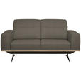 2-SITZER-SOFA in Leder Graubraun  - Graubraun/Schwarz, Design, Leder/Holz (174/76-97/102cm) - Novel