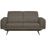 2-SITZER-SOFA in Leder Graubraun  - Graubraun/Schwarz, Design, Leder/Holz (174/76-97/102cm) - Novel