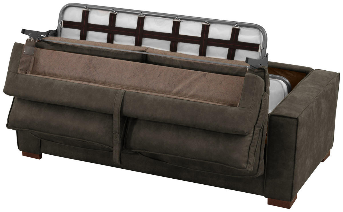 SCHLAFSOFA in Mikrofaser Anthrazit  - Dunkelbraun/Anthrazit, Design, Holz/Textil (203/85/99cm) - MID.YOU