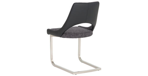 SCHWINGSTUHL Lederlook, Flachgewebe Anthrazit, Schwarz, Edelstahlfarben - Edelstahlfarben/Anthrazit, Design, Textil/Metall (50/87/60cm) - Dieter Knoll