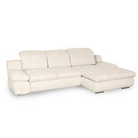 ECKSOFA 286/165 cm  in Chenille Creme Rücken echt, Armteilverstellung, Kopfteilverstellung, Kopfstütze  286/165 cm  - Chromfarben/Creme, Design, Textil/Metall (286/165cm) - Livetastic