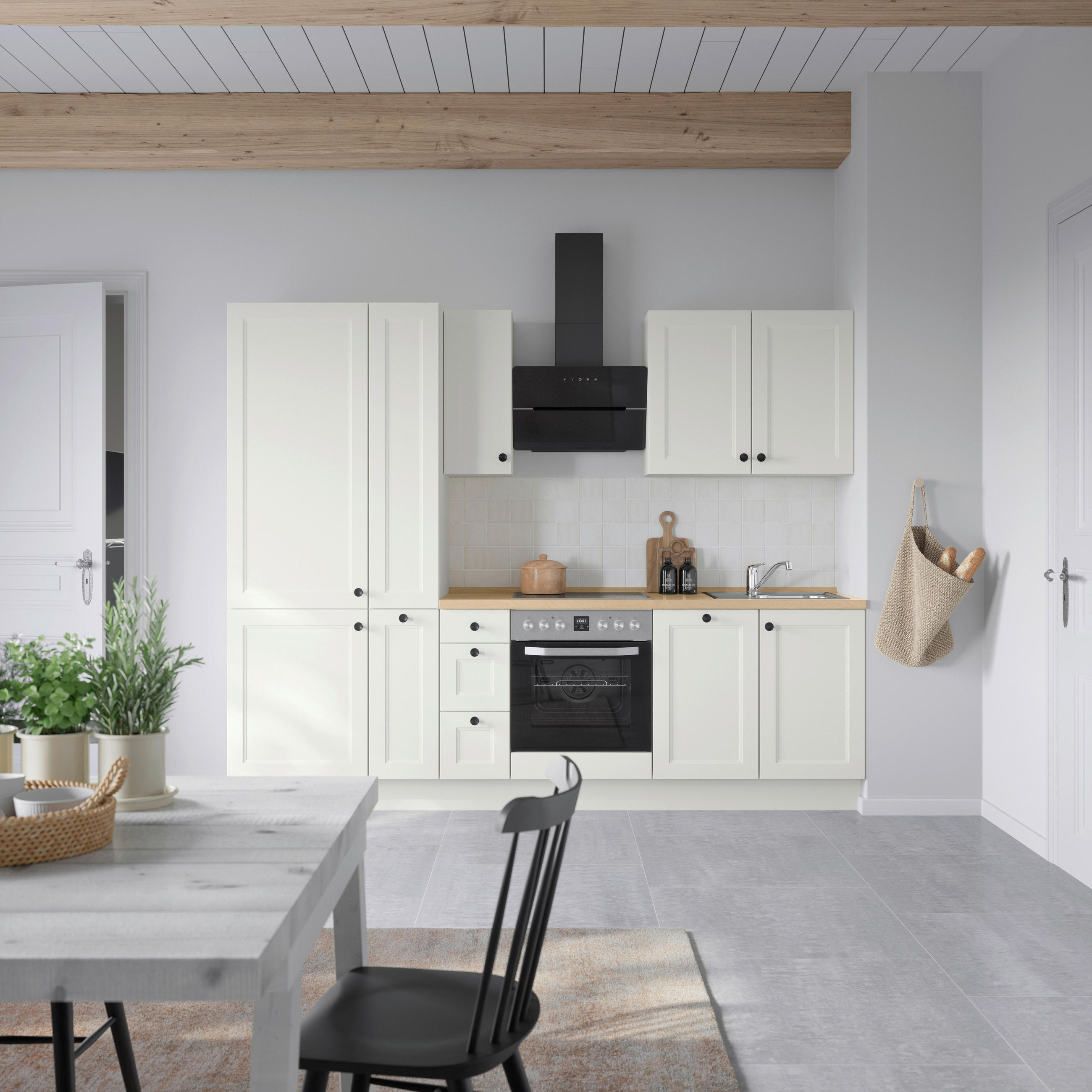 BUCĂTĂRIE FĂRĂ ELECTROCASNICE  - alb/culoare lemn stejar, Modern, metal/material pe bază de lemn (270cm) - Nobilia