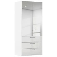 DREHTÜRENSCHRANK 101/235/61 cm,  in Weiß, Weiß Hochglanz, 2-türig  - Chromfarben/Edelstahlfarben, Basics, Glas/Holzwerkstoff (101/235/61cm) - Novel