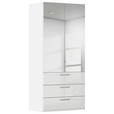 DREHTÜRENSCHRANK 101/223/61 cm,  in Weiß, Weiß Hochglanz, 2-türig  - Chromfarben/Edelstahlfarben, Basics, Glas/Holzwerkstoff (101/223/61cm) - Novel
