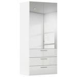 DREHTÜRENSCHRANK 101/223/61 cm,  in Weiß, Weiß Hochglanz, 2-türig  - Chromfarben/Edelstahlfarben, Basics, Glas/Holzwerkstoff (101/223/61cm) - Novel