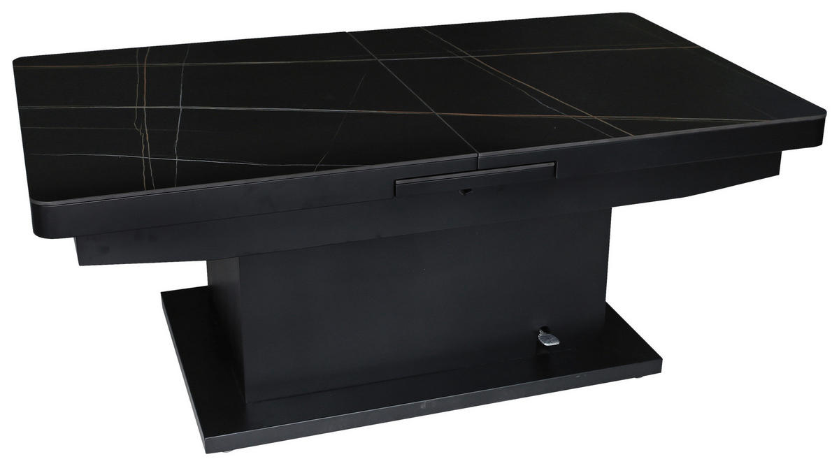 COUCHTISCH 125-150/49,5-79/70 cm rechteckig Schwarz  - Schwarz, Design, Keramik/Metall (125-150/49,5-79/70cm) - Livetastic