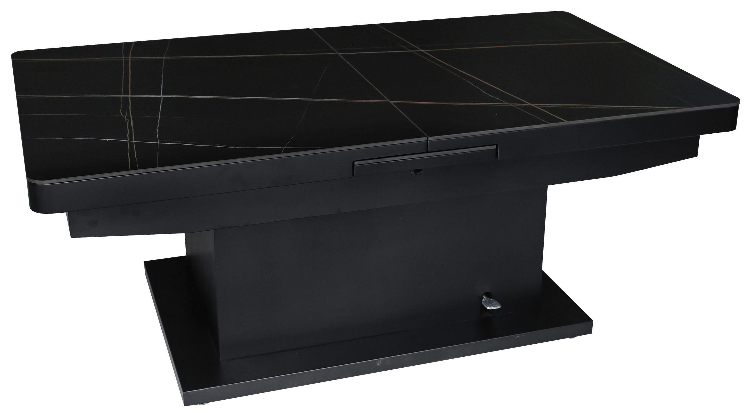 Livetastic KONFERENČNÍ STOLEK, černá, kov, keramika, 125-150/49,5-79/70 cm