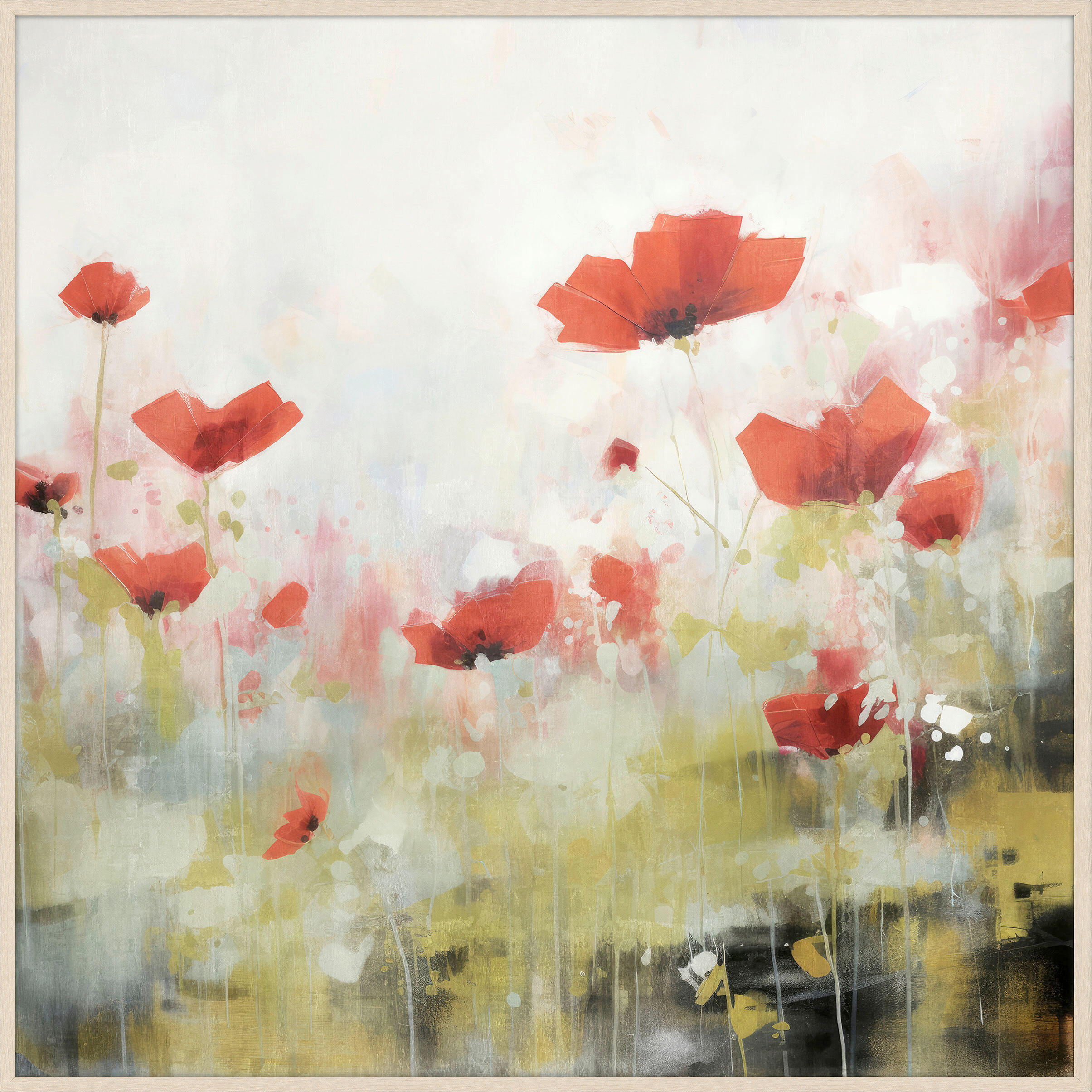 ÖLGEMÄLDE Blumen 85/85 cm  - Ecru/Multicolor, Trend, Holz/Kunststoff (85/85cm) - Monee