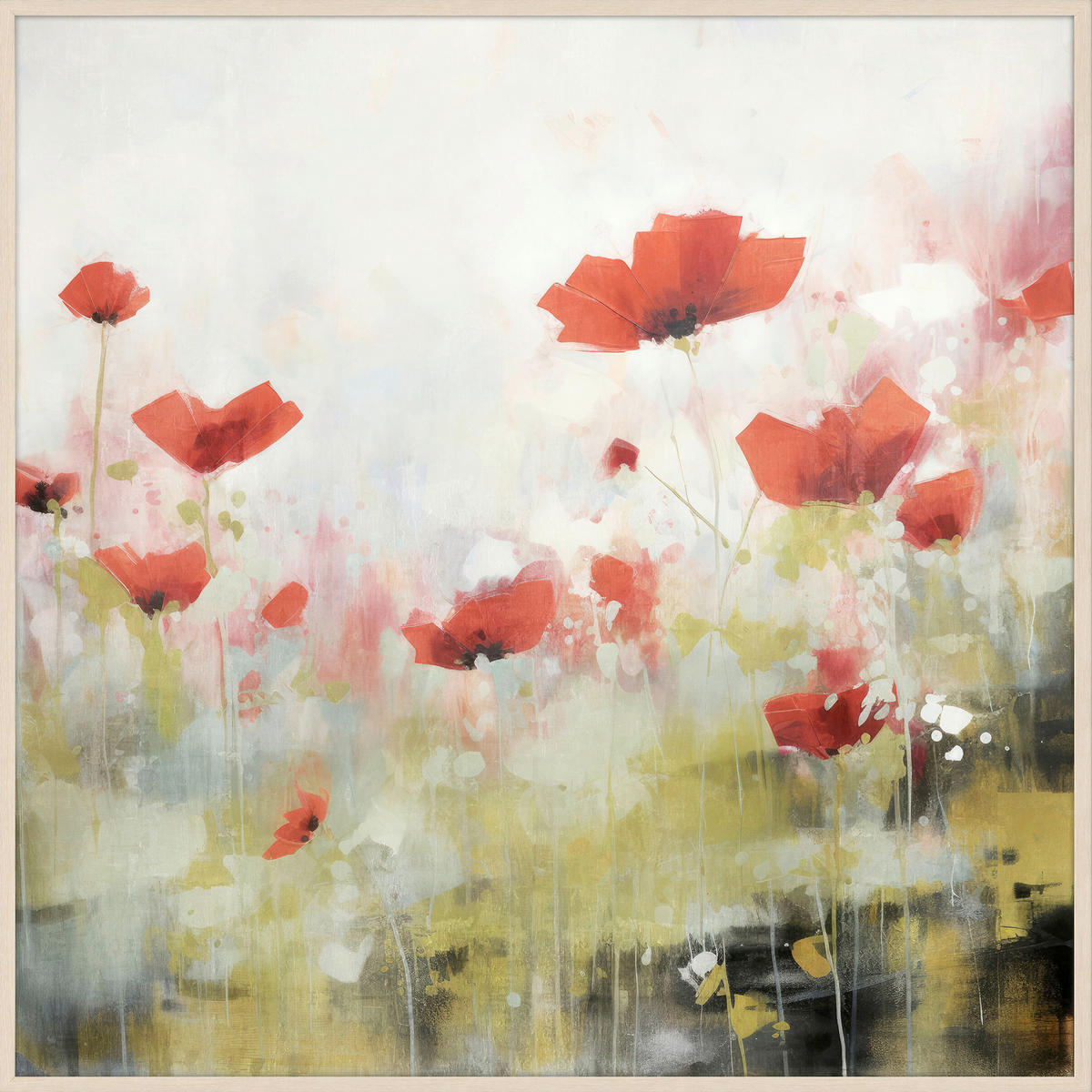 ÖLGEMÄLDE Blumen 85/85 cm  - Ecru/Multicolor, Trend, Holz/Kunststoff (85/85cm) - Monee