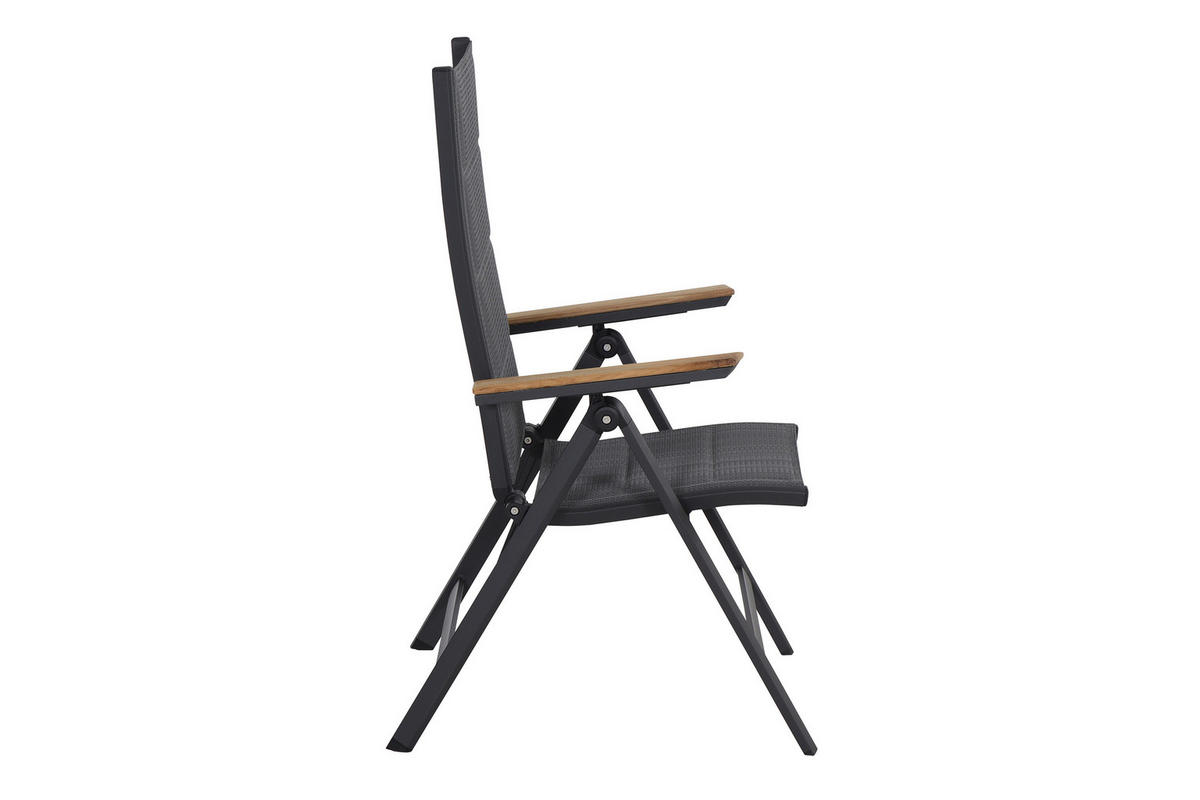 GARTENKLAPPSESSEL Teakholz Aluminium Anthrazit  - Anthrazit, KONVENTIONELL, Holz/Kunststoff (59/110/68cm) - Siena Garden